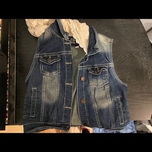Distressed jean jacket vest